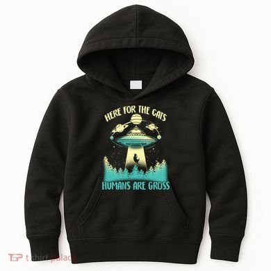 Here For The Cats Humans Are Gross Kids Hoodie