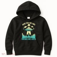 Here For The Cats Humans Are Gross Kids Hoodie thumb 0