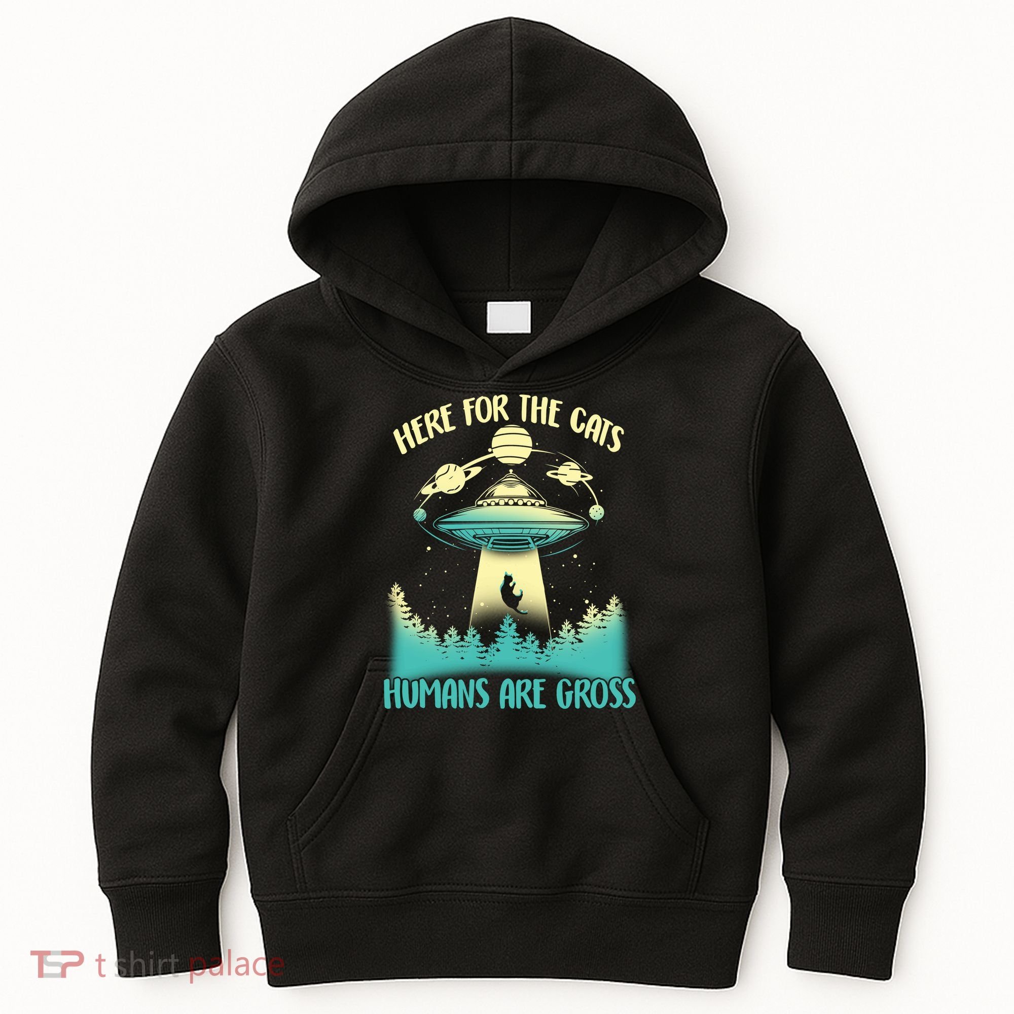 Here For The Cats Humans Are Gross Kids Hoodie