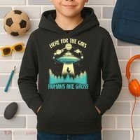 Here For The Cats Humans Are Gross Kids Hoodie thumb 2