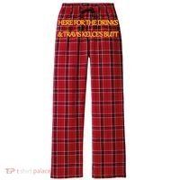 Here For The Drinks Travis Kelce's Butt Kansas City Women's Flannel Plaid Pajama Pants thumb 0