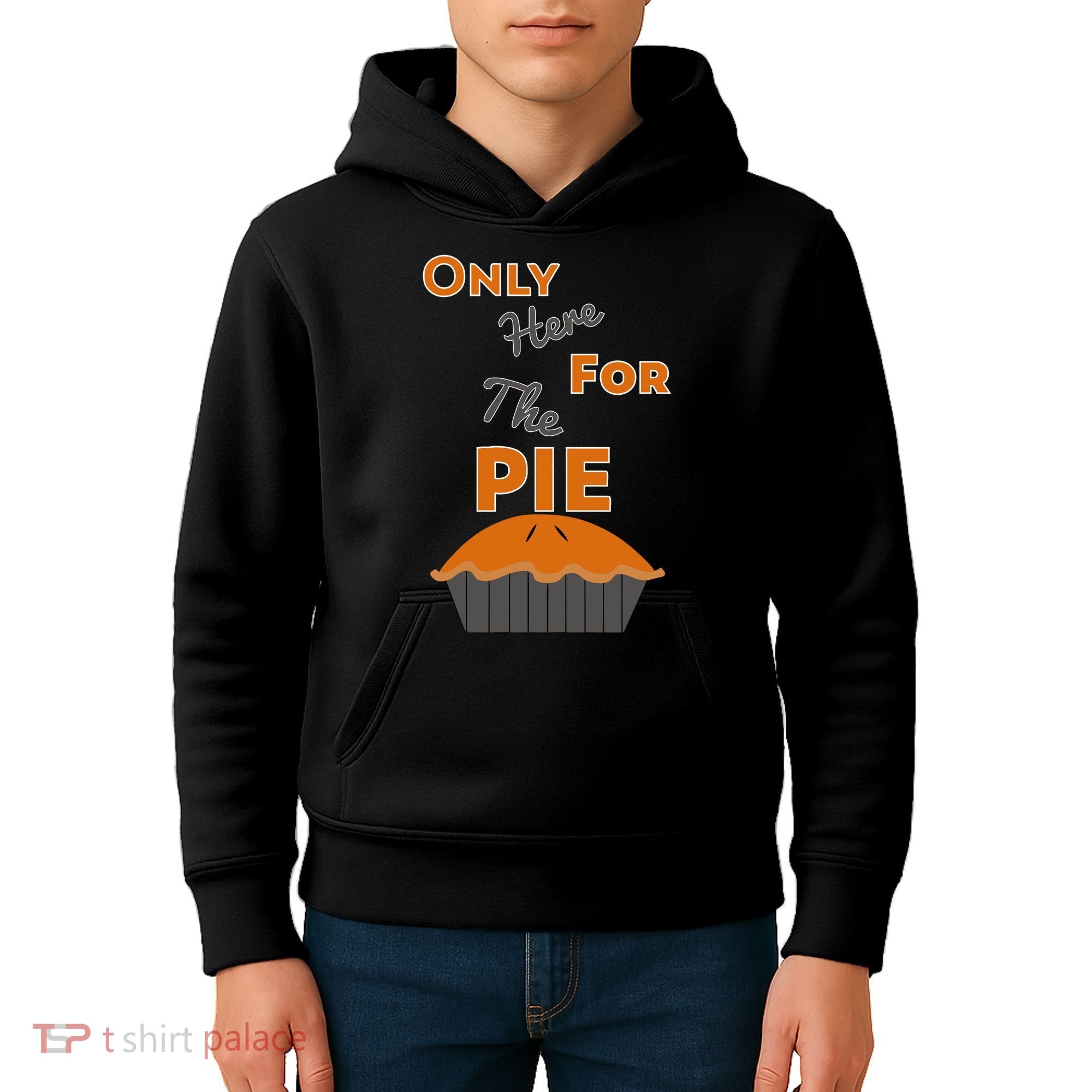 Here For The Pie Funny Thanksgiving Kids Hoodie
