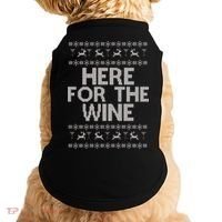 Here For The Wine Ugly Christmas Sweater Doggie Tank thumb 0
