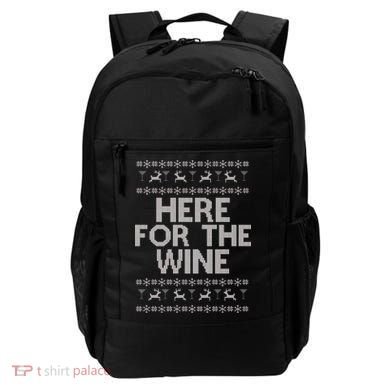 Here For The Wine Ugly Christmas Sweater Backpack