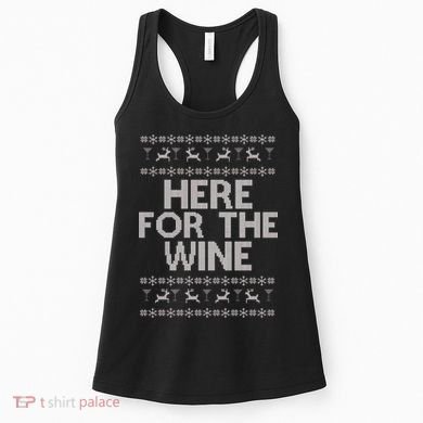 Here For The Wine Ugly Christmas Sweater Women's Tank Top