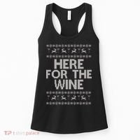 Here For The Wine Ugly Christmas Sweater Women's Tank Top thumb 0
