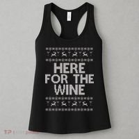Here For The Wine Ugly Christmas Sweater Women's Tank Top thumb 3