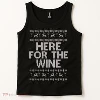 Here For The Wine Ugly Christmas Sweater Tank Top thumb 2