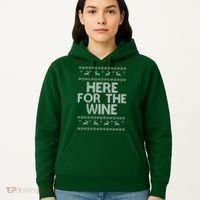 Here For The Wine Ugly Christmas Sweater Hoodie thumb 5