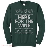 Here For The Wine Ugly Christmas Sweater Sweatshirt thumb 0