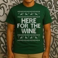Here For The Wine Ugly Christmas Sweater T-Shirt thumb 3