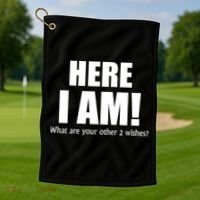Here I Am! What Are Your Other 2 Wishes? Golf Towel thumb 1