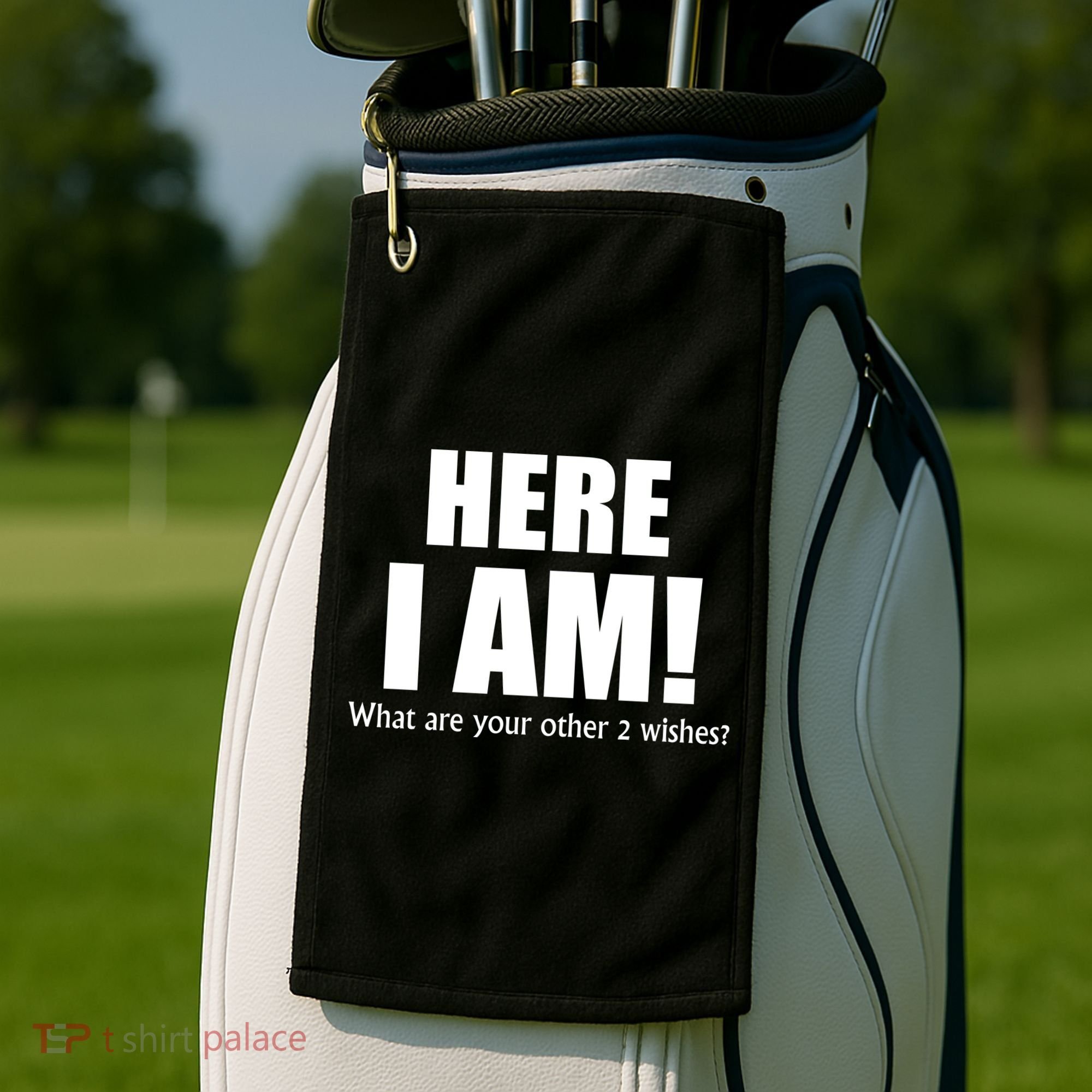 Here I Am! What Are Your Other 2 Wishes? Golf Towel