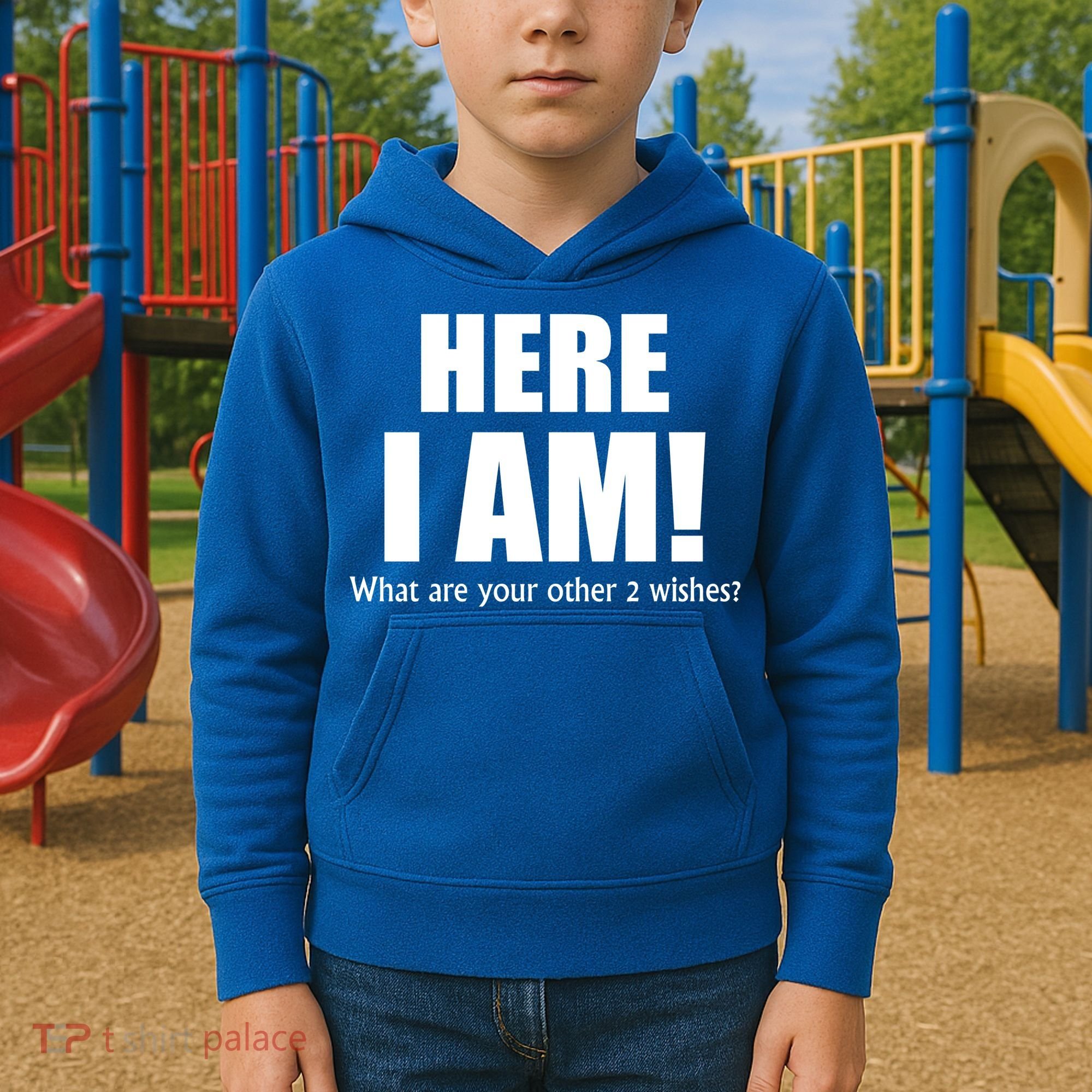 Here I Am! What Are Your Other 2 Wishes? Kids Hoodie