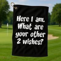 Here I Am, What Are Your Other Two Wishes Golf Towel thumb 1
