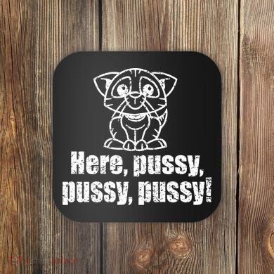 Here Pussy Pussy Pussy Cat Coaster