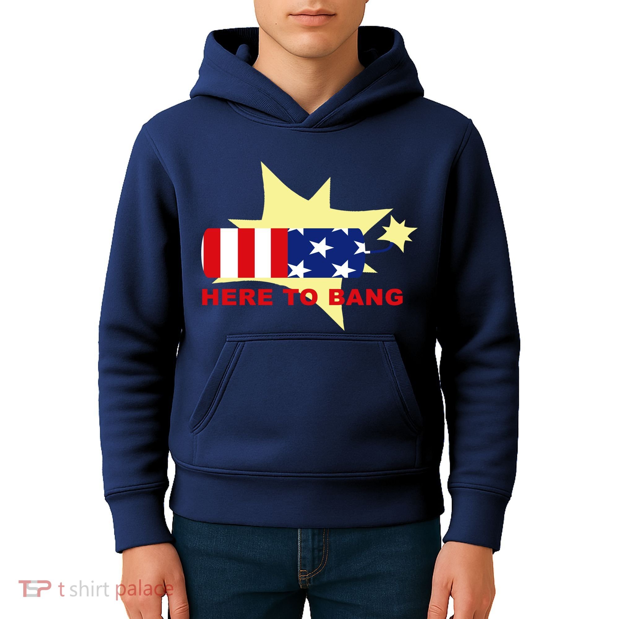 Here To Bang Independence Day 4th of July Kids Hoodie