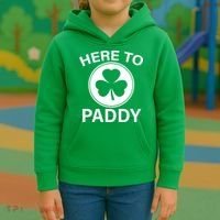 Here To Paddy Funny St Patricks Day Kids Hoodie thumb 3