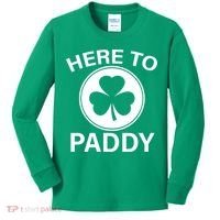 Here To Paddy Funny St Patricks Day Kids Long Sleeve Shirt thumb 0