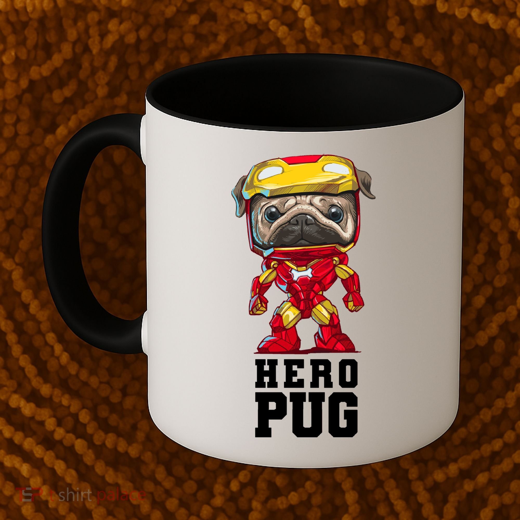 Hero Iron Pug Funny Spoof Coffee Mug