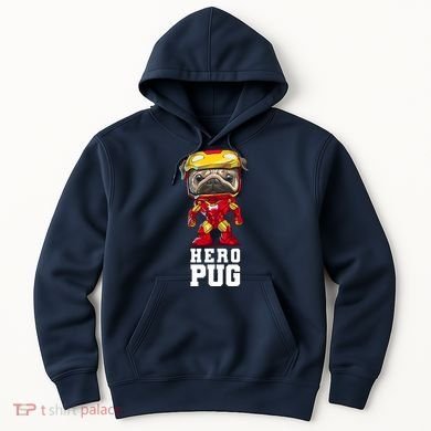 Hero Iron Pug Funny Spoof Hoodie