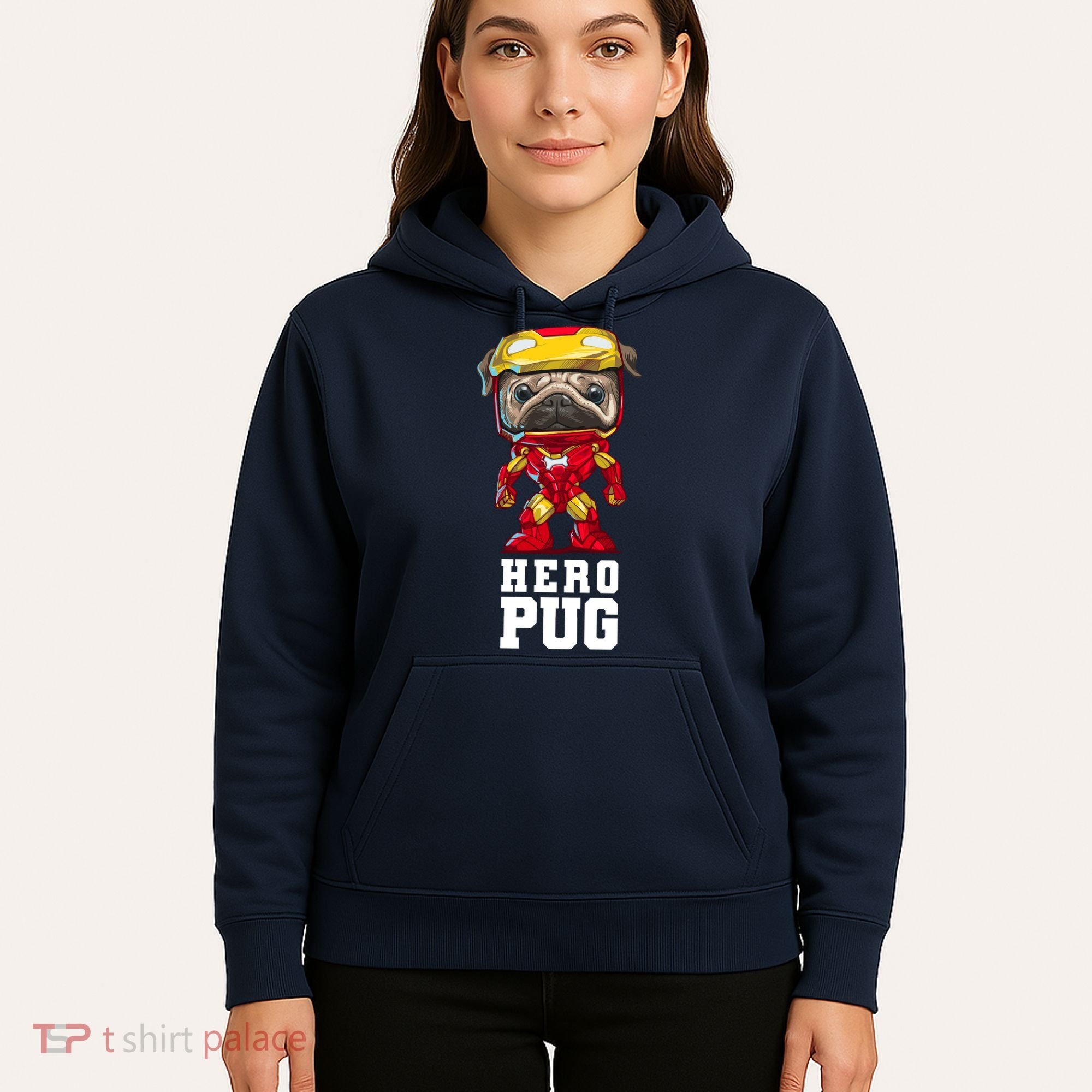 Hero Iron Pug Funny Spoof Hoodie