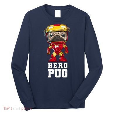 Hero Iron Pug Funny Spoof Long Sleeve Shirt