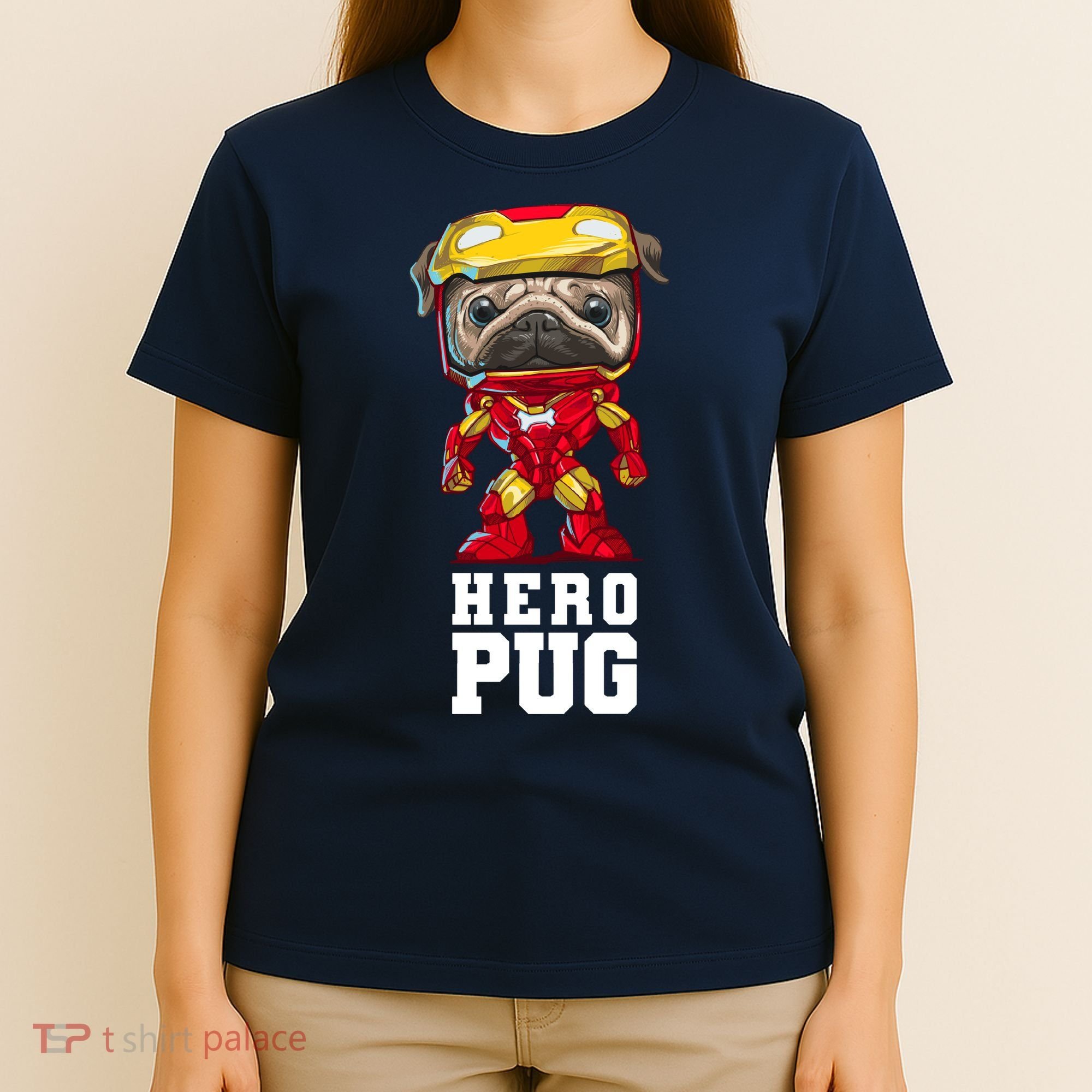 Hero Iron Pug Funny Spoof T-Shirt