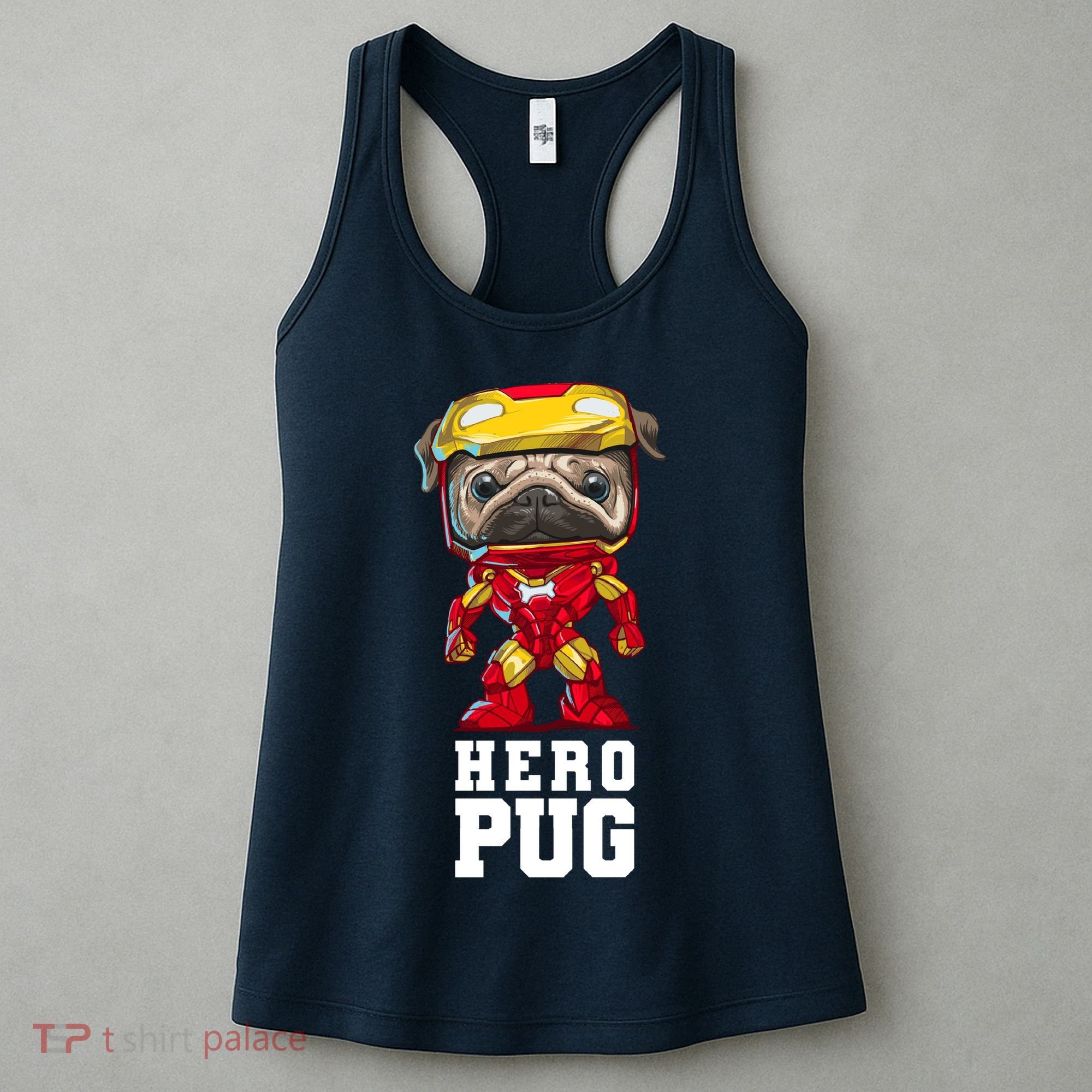 Hero Iron Pug Funny Spoof Women's Tank Top