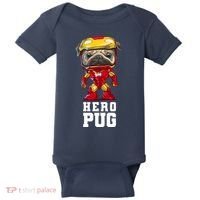 Hero Iron Pug Funny Spoof Baby Bodysuit thumb 0