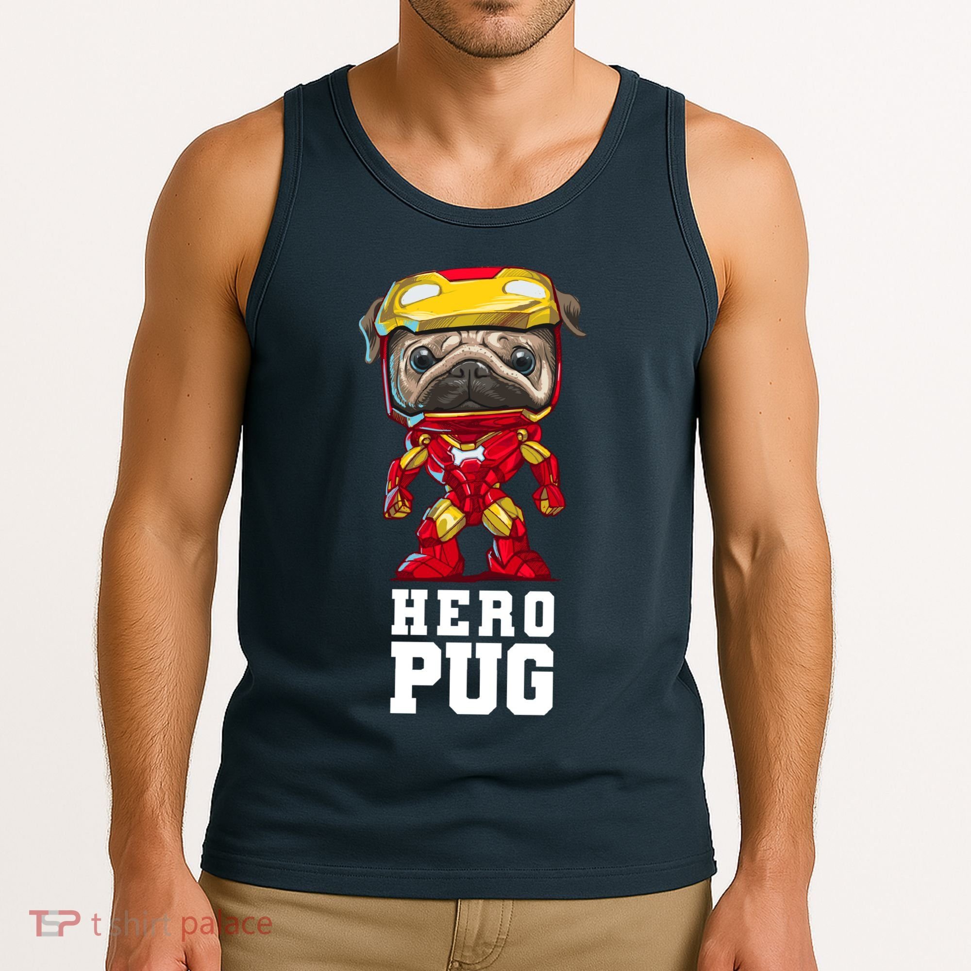 Hero Iron Pug Funny Spoof Tank Top
