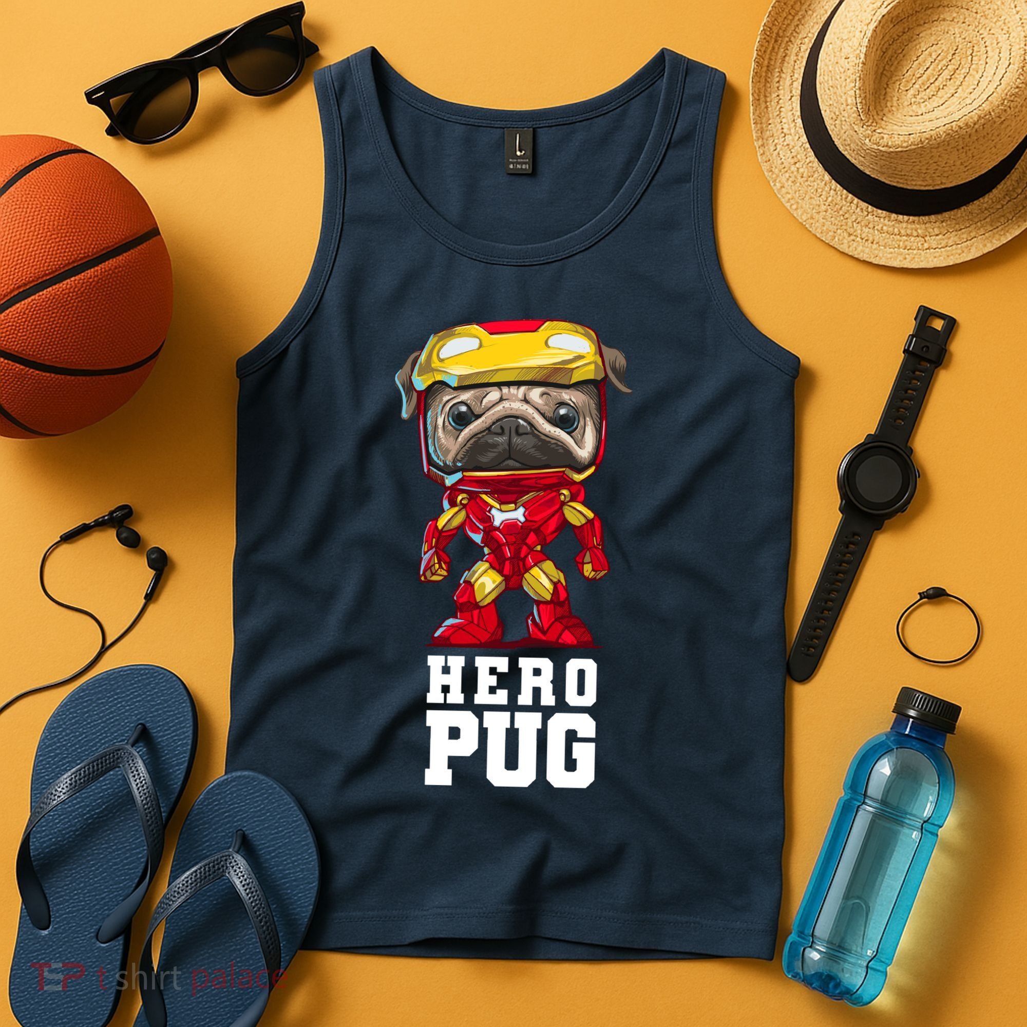Hero Iron Pug Funny Spoof Tank Top