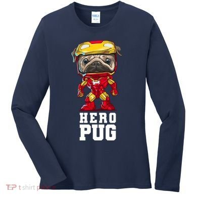 Hero Iron Pug Funny Spoof Women's Long Sleeve Shirt