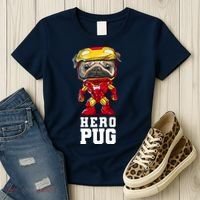 Hero Iron Pug Funny Spoof Women's T-Shirt thumb 3
