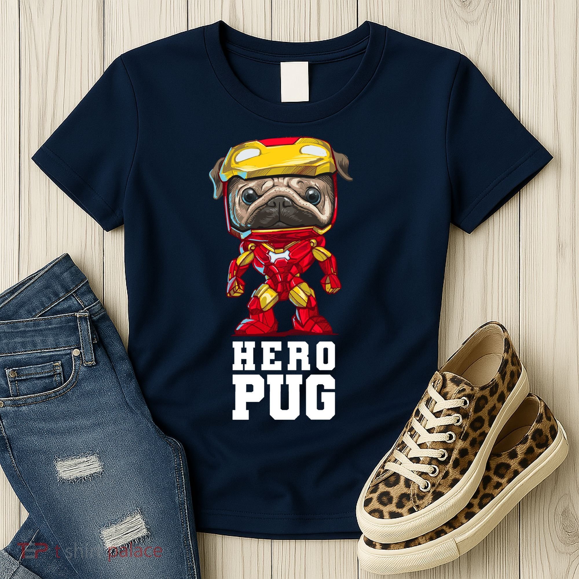 Hero Iron Pug Funny Spoof Women's T-Shirt