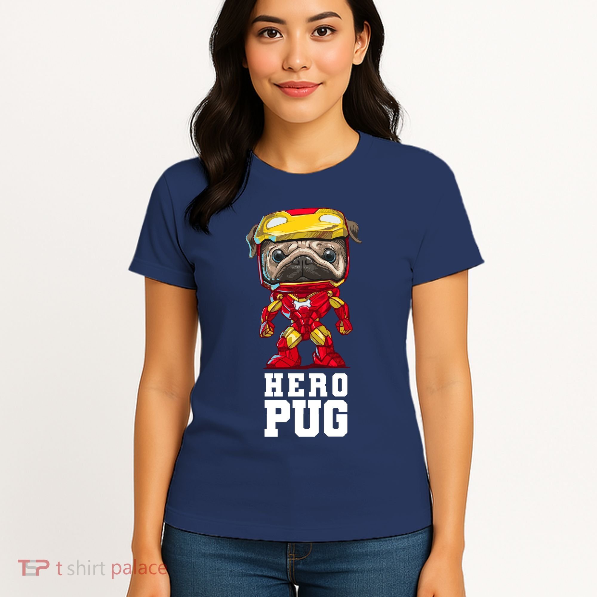 Hero Iron Pug Funny Spoof Women's T-Shirt