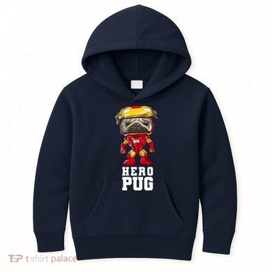 Hero Iron Pug Funny Spoof Kids Hoodie