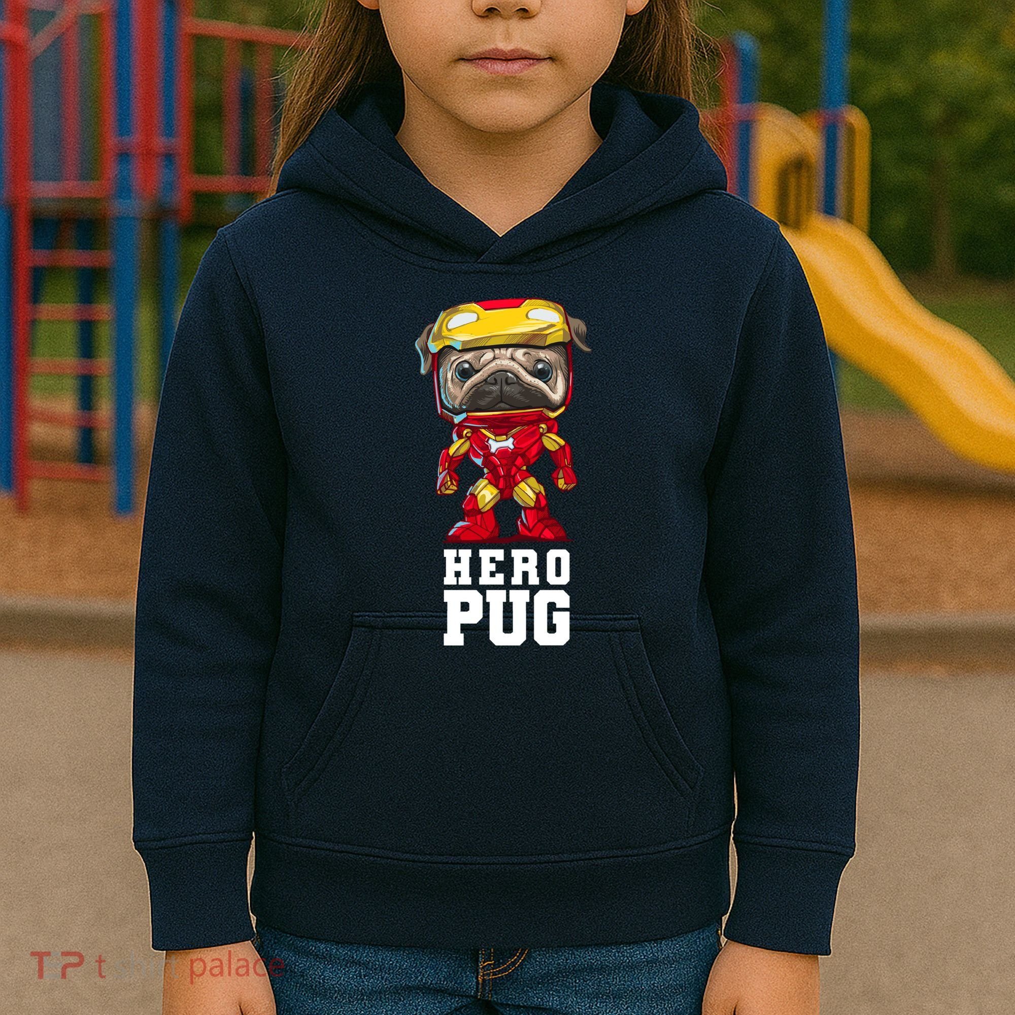 Hero Iron Pug Funny Spoof Kids Hoodie