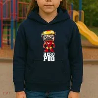 Hero Iron Pug Funny Spoof Kids Hoodie thumb 3