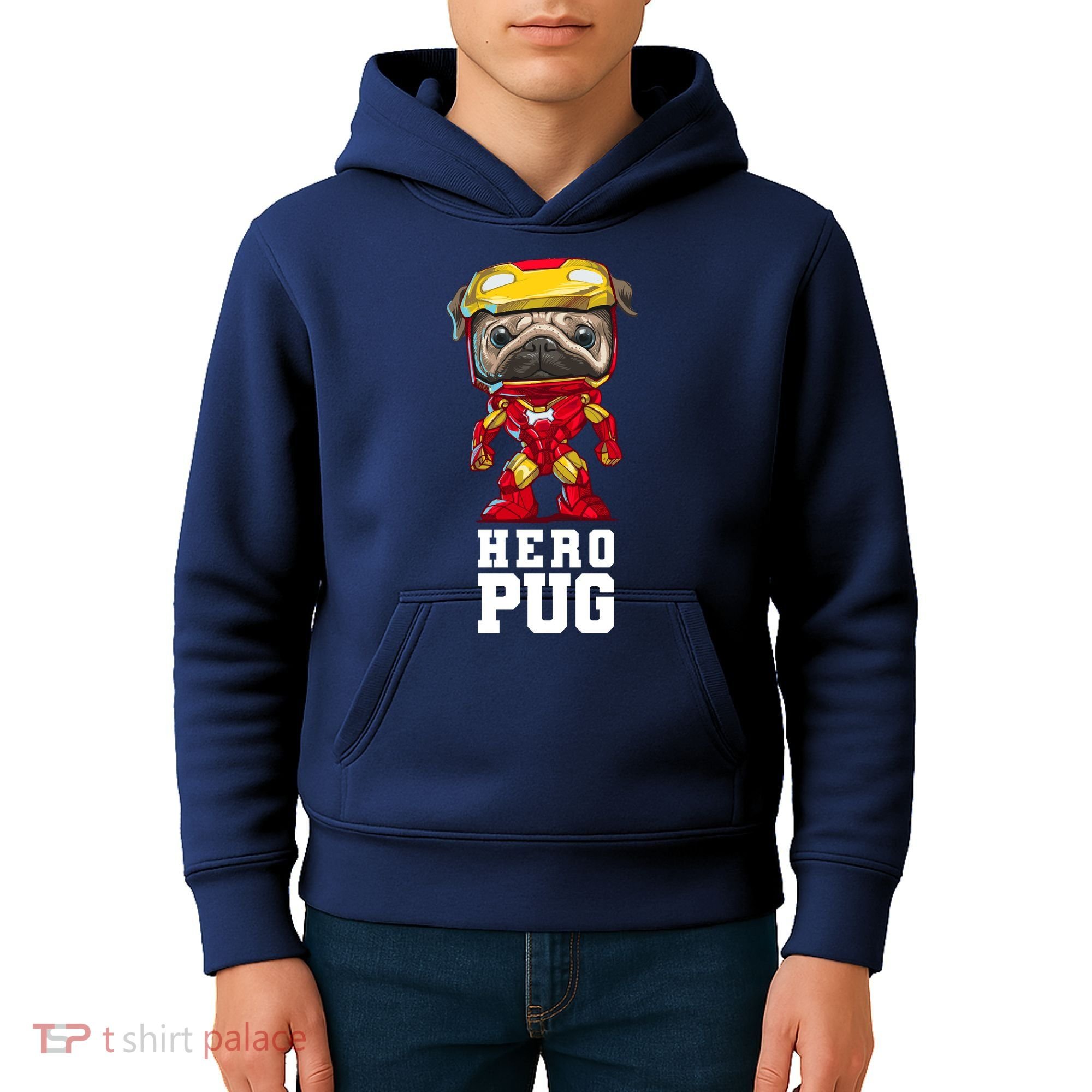 Hero Iron Pug Funny Spoof Kids Hoodie