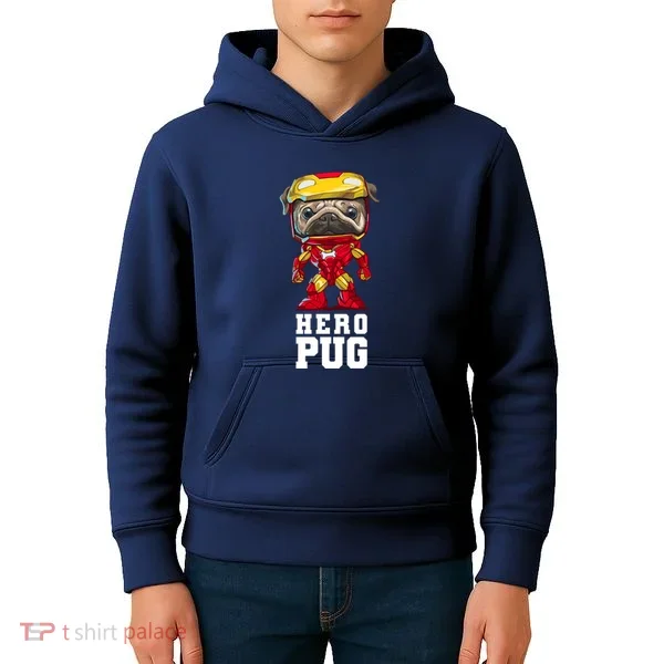 Hero Iron Pug Funny Spoof Kids Hoodie