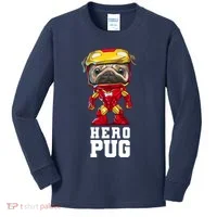 Hero Iron Pug Funny Spoof Kids Long Sleeve Shirt thumb 0