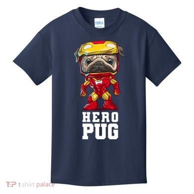 Hero Iron Pug Funny Spoof Kids T-Shirt