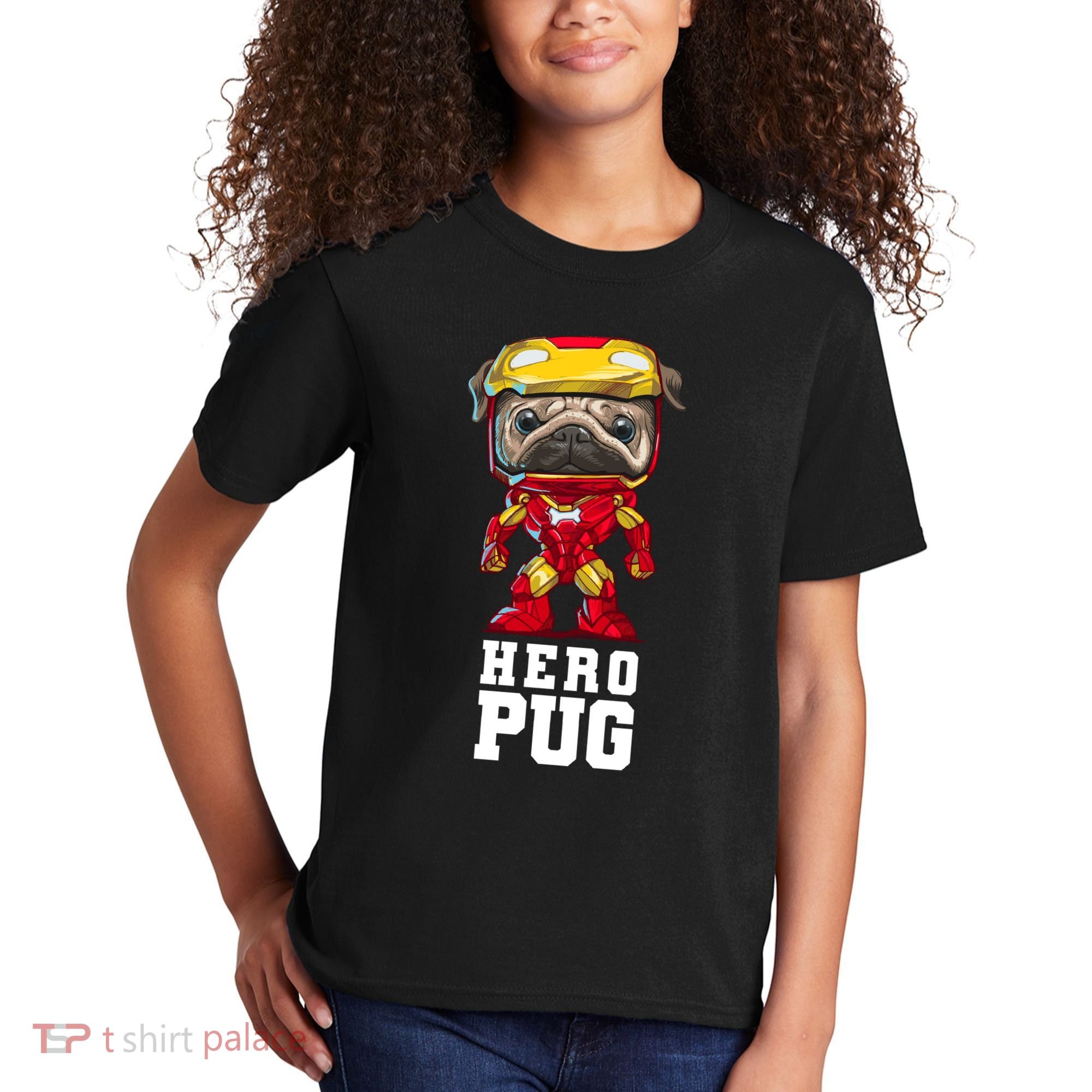 Hero Iron Pug Funny Spoof Kids T-Shirt