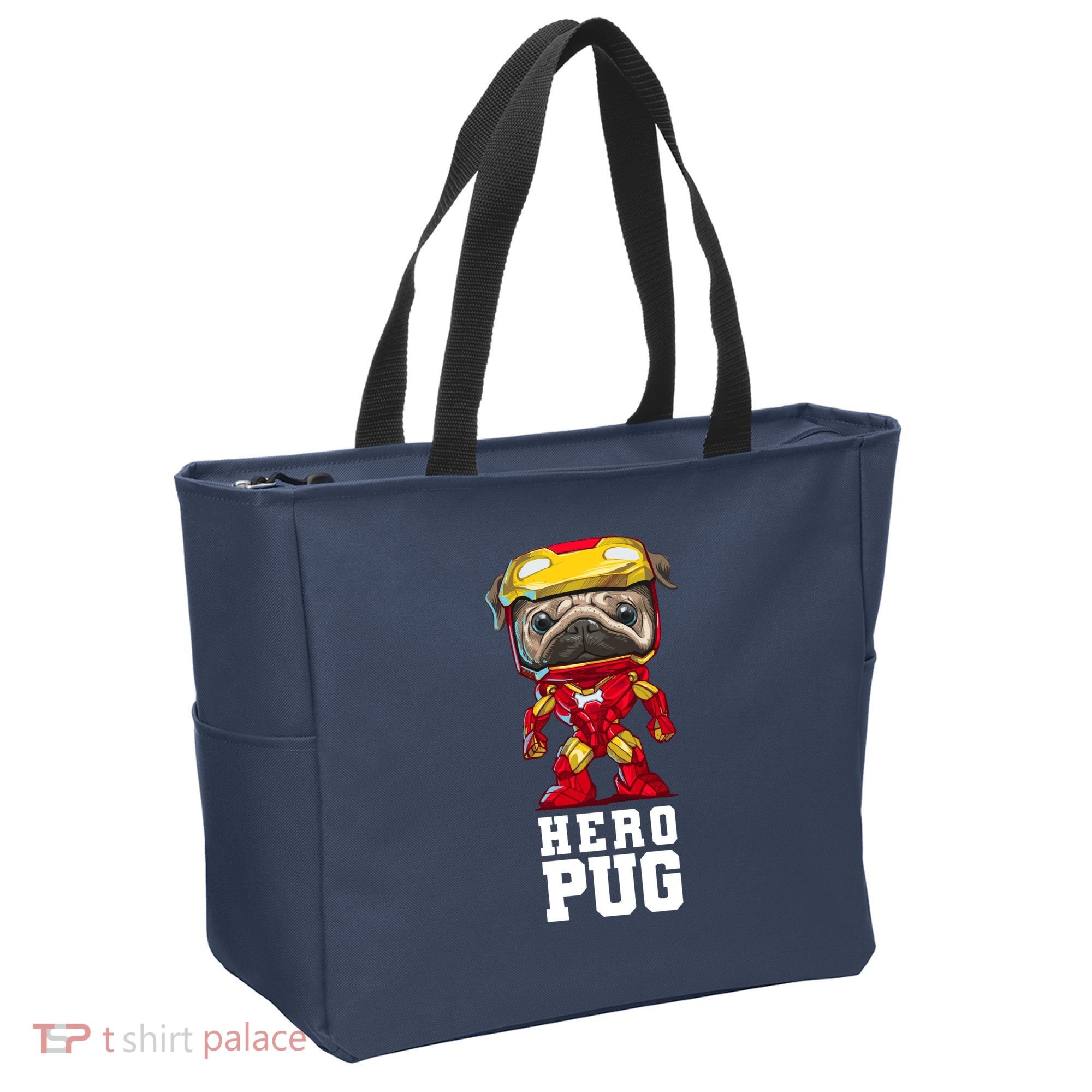 Hero Iron Pug Funny Spoof Tote Bag