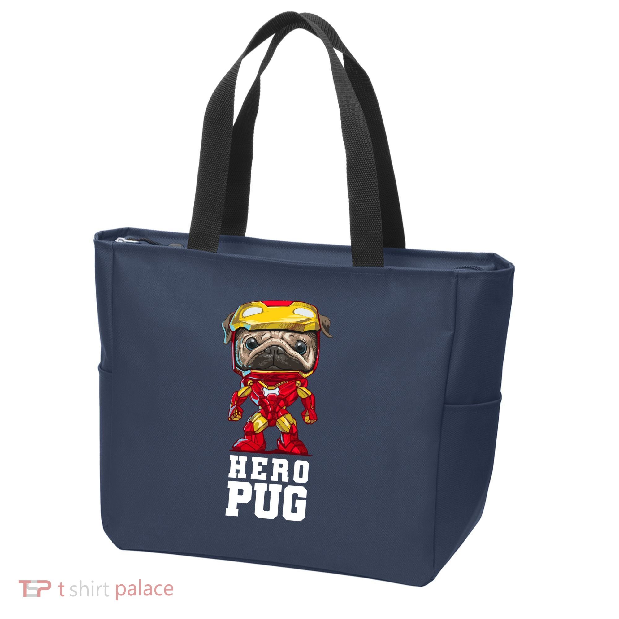 Hero Iron Pug Funny Spoof Tote Bag