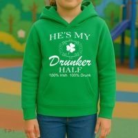 He's My Drunker Half Funny St. Patrick's Day Kids Hoodie thumb 3