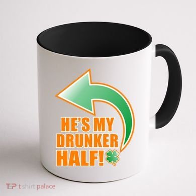 He's My Drunker Half Funny St. Patrick's Day Drinking Coffee Mug back