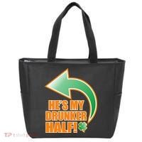 He's My Drunker Half Funny St. Patrick's Day Drinking Tote Bag thumb 0