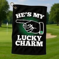 He's My Lucky Charm St Patrick's Day Matching Couples Golf Towel thumb 1